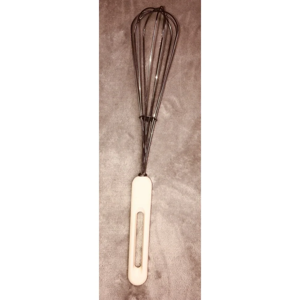 Vintage‎ Bonny Stainless Steel Whisk White Plastic Handle Made In Italy